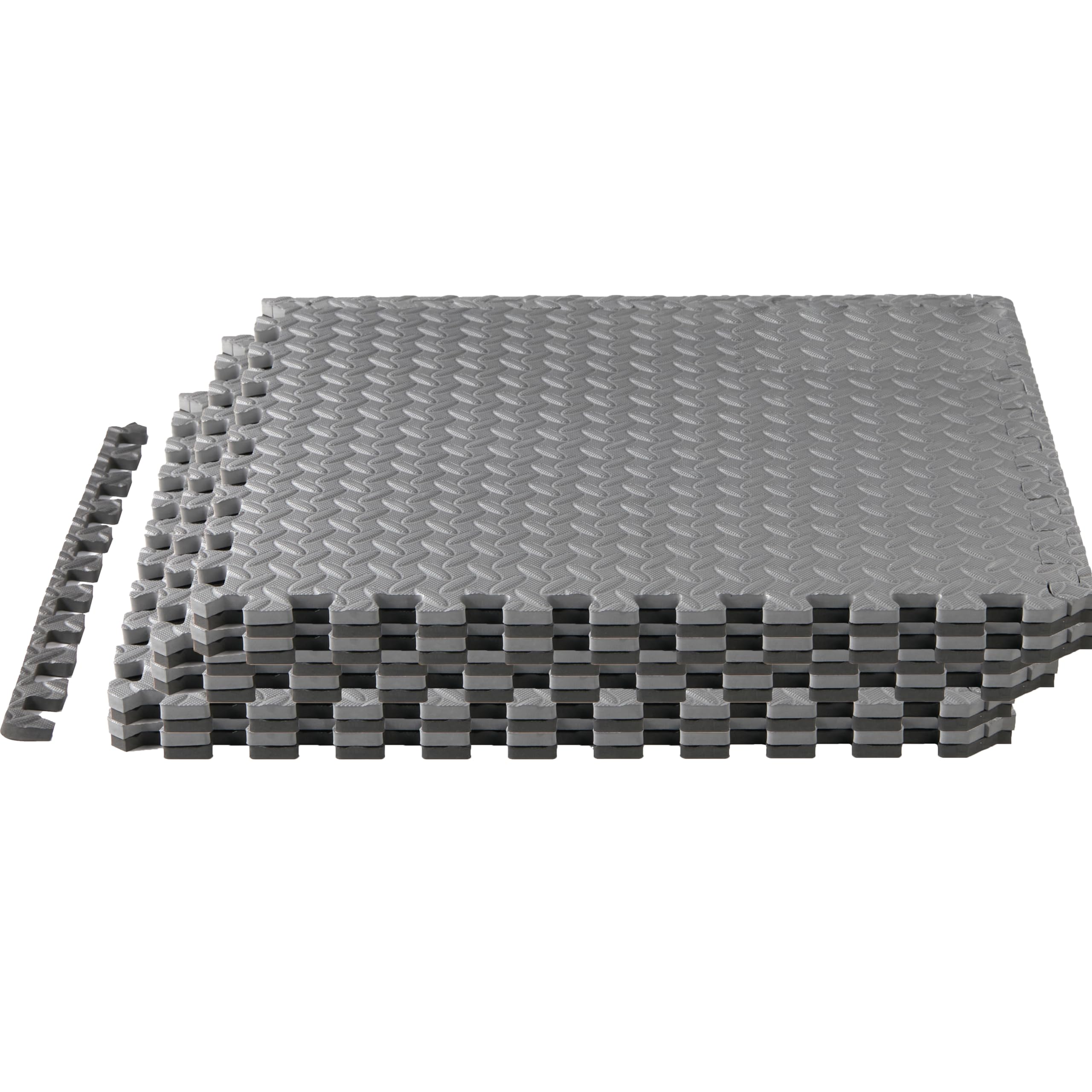 Yes4All Interlocking EVA Foam Gym Floor Mats (48 Sq Ft) - Black & Gray (12 Tiles)