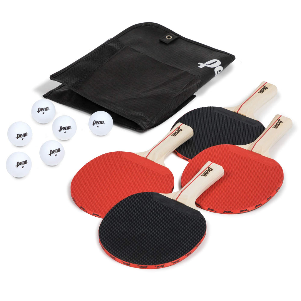 Penn 4-Player Paddle & Ball Set With Organizer, Table Tennis Accessory Set - Includes 4 Paddles, 6 Balls And Storage Pocket