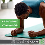 Gaiam Essentials Thick Yoga Mat Fitness & Exercise Mat With Easy-Cinch Carrier Strap, Grey, 72''L X 24''W X 2/5 Inch Thick, 10Mm
