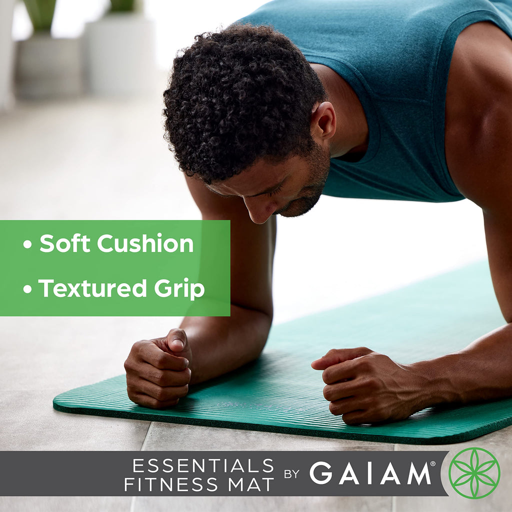 Gaiam Essentials Thick Yoga Mat Fitness & Exercise Mat With Easy-Cinch Carrier Strap, Red, 72''L X 24''W X 2/5 Inch Thick