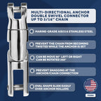 Five Oceans 316 Stainless Steel Multidirectional Boat Anchor Swivel, Anchor Chain Swivel Connector, Up To 5/16-Inch Chain, 360-D