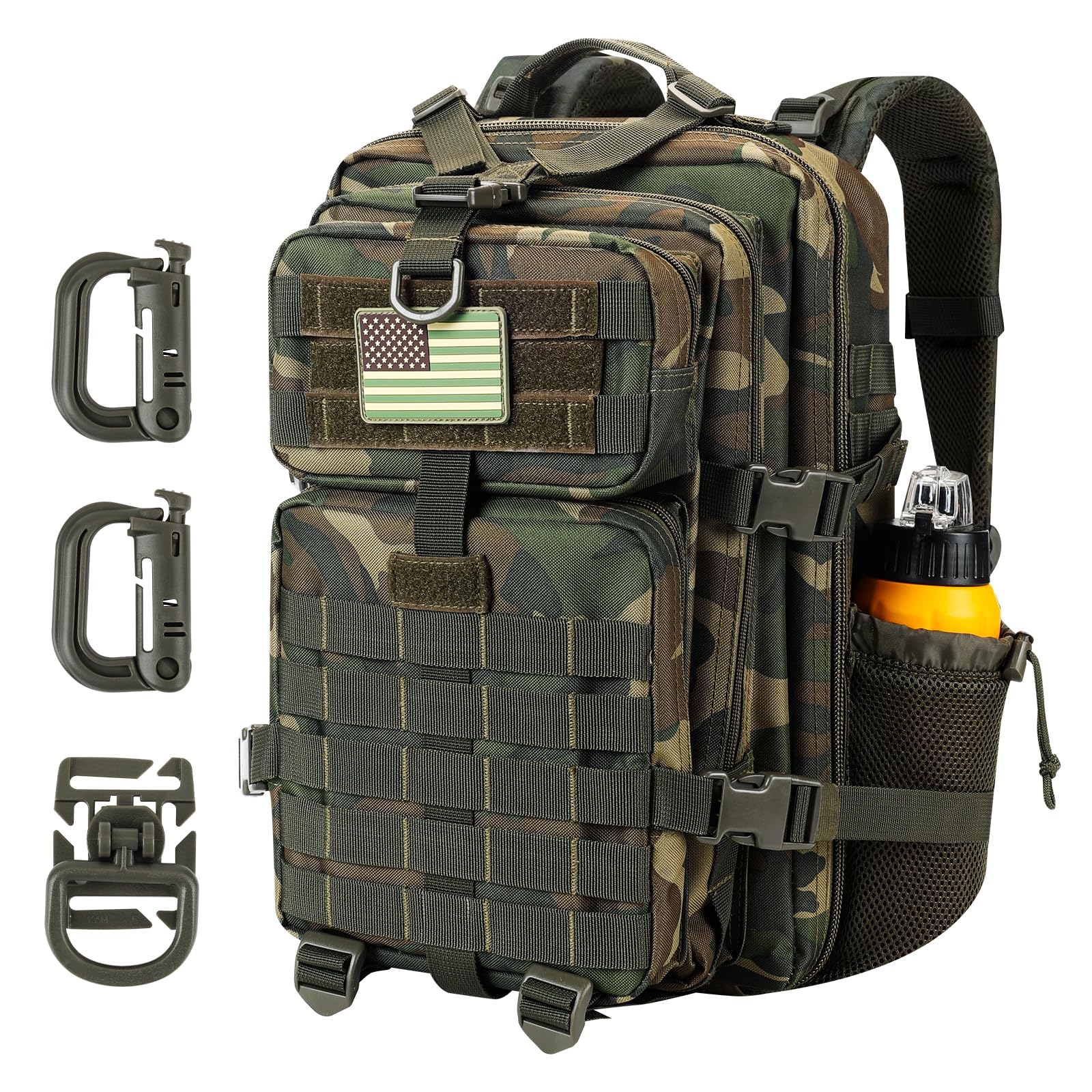 Hannibal Tactical 30L Molle Assault Pack, Tactical Backpack Military Army Camping Rucksack With Bottle Holder, 3-Day Pack, Us Wo