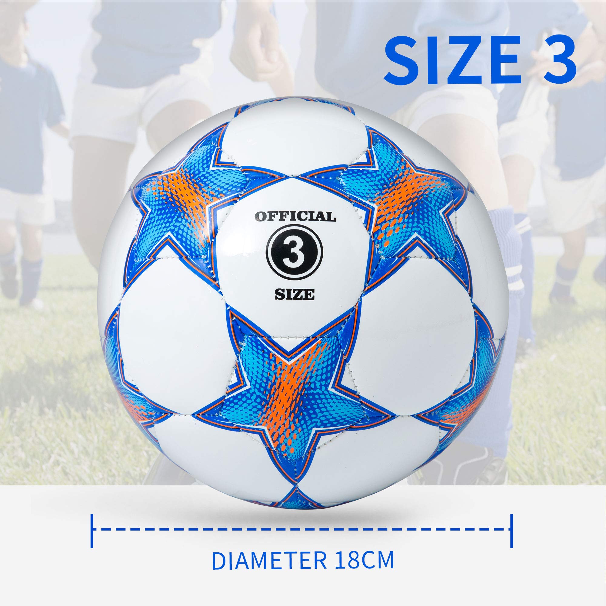 Runleaps Soccer Ball Size 3 For Kids, Ball Toys With Star Pattern Official Size Soccer Balls For Training, Playing, Boys, Girls,
