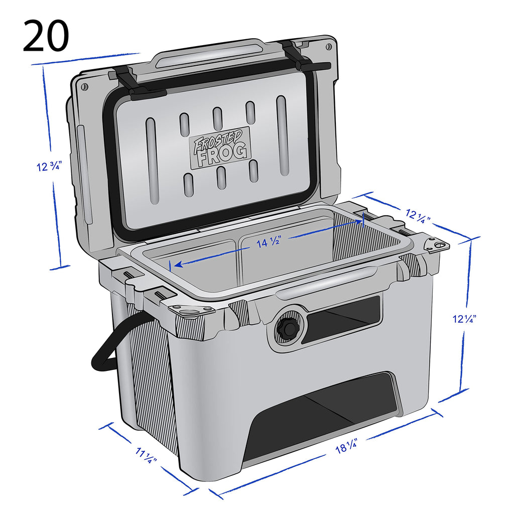 Frosted Frog Desert Camo 20 Quart Ice Chest Heavy Duty High Performance Roto-Molded Commercial Grade Insulated Cooler