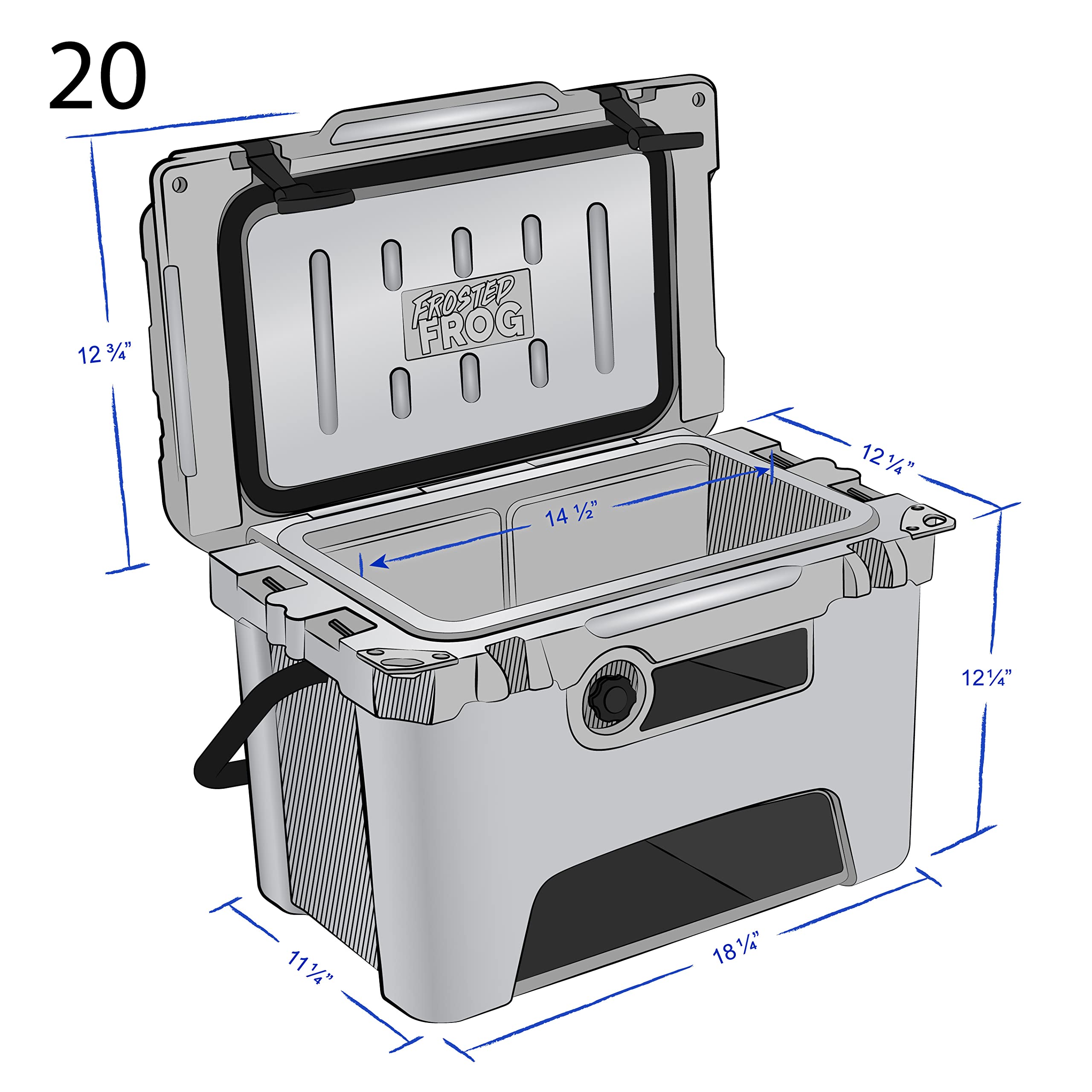 Frosted Frog Desert Camo 20 Quart Ice Chest Heavy Duty High Performance Roto-Molded Commercial Grade Insulated Cooler