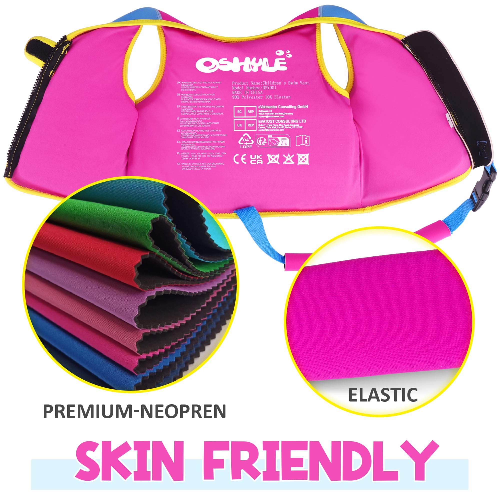 Oshyle Children'S Girls Boys Swimming Vest For Toddlers With Adjustable Safety Straps Age 1-9 (Unicorn, M(3-6))