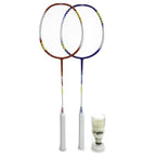 Pro Impact Badminton Racket Set - Aluminum Head With Steel Shaft - Includes Lightweight Rackets & Feather Shuttlecocks With Carr