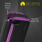 Casemaster By Gld Products Plazma Plus Dart Case Black With Amethyst Zipper And Phone Pocket, Amethyst Trim