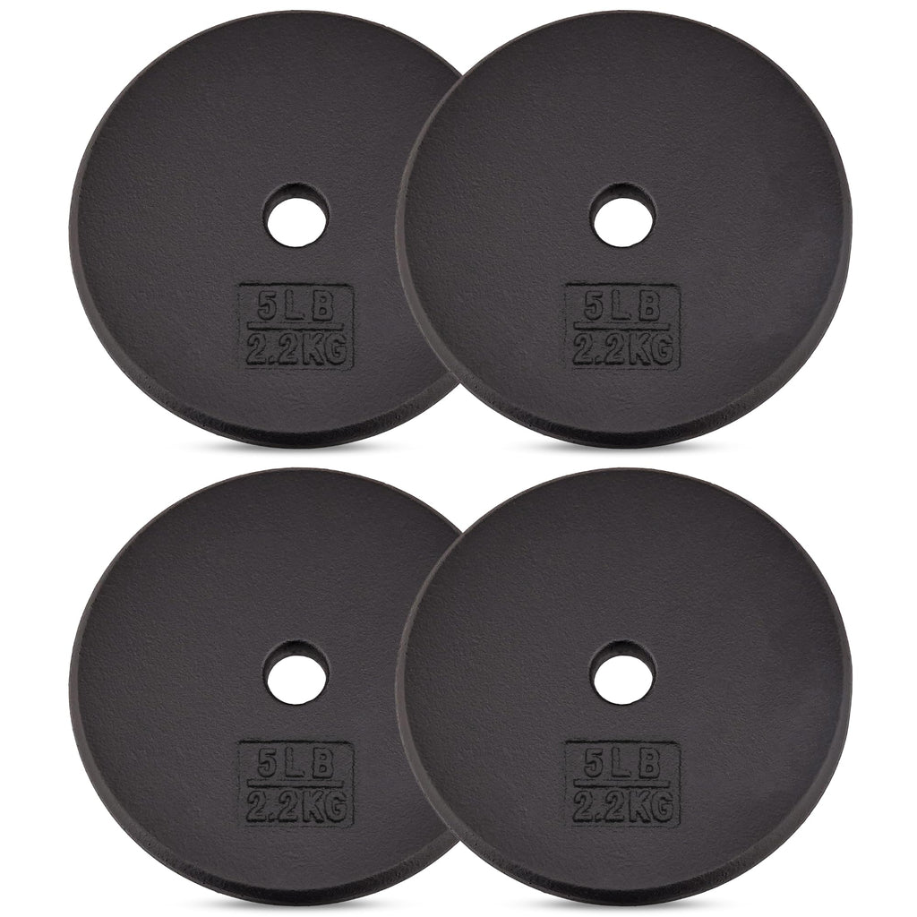 Yes4All Standard 1-Inch Cast Iron Weight Plates - 5Lbs X 4Pcs