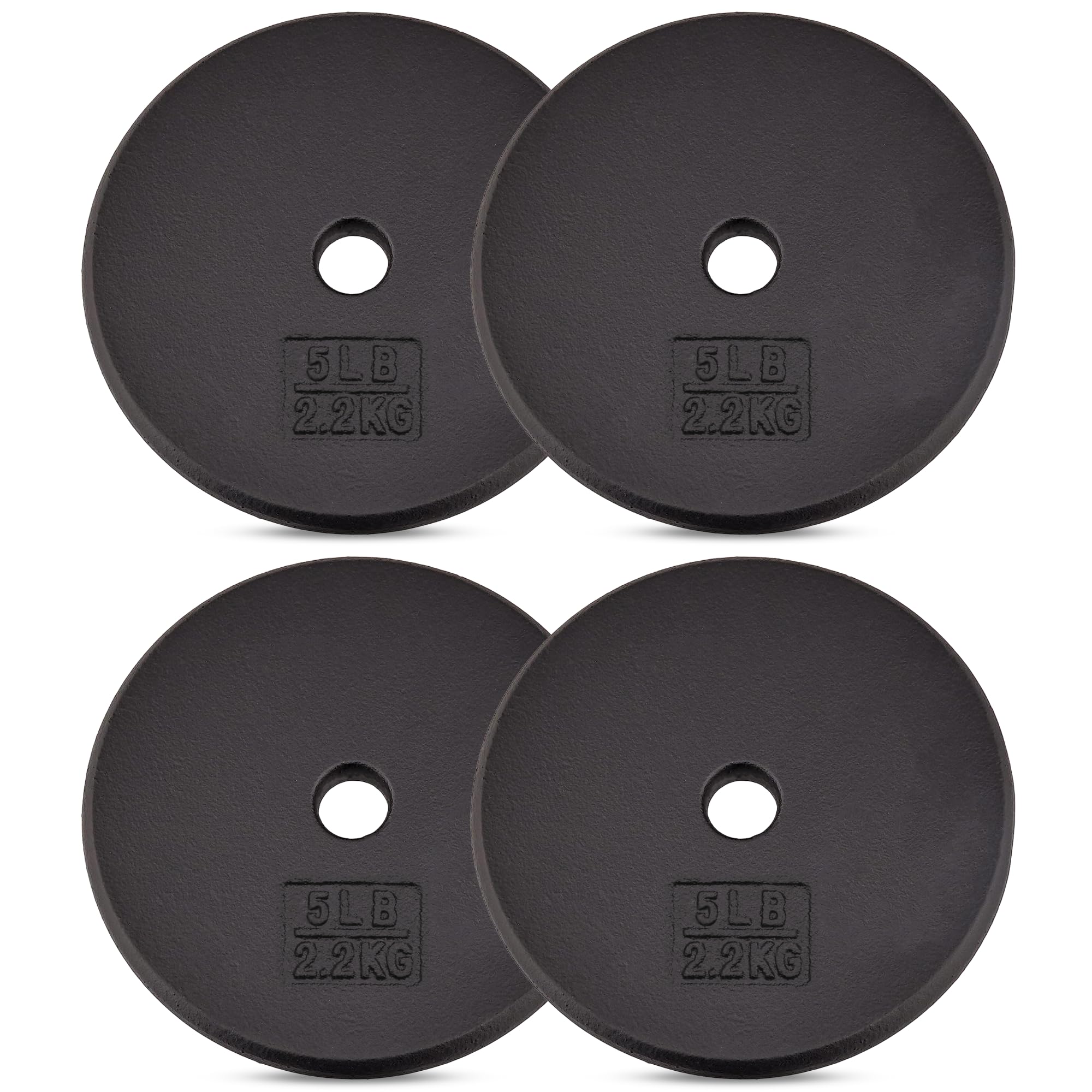 Yes4All Standard 1-Inch Cast Iron Weight Plates - 5Lbs X 4Pcs