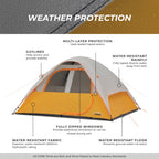 Core Tent 6 Person For Outdoor Family, Hiking, And Backpacking | Portable Dome Camp Tent With Storage Pockets For Camping Access