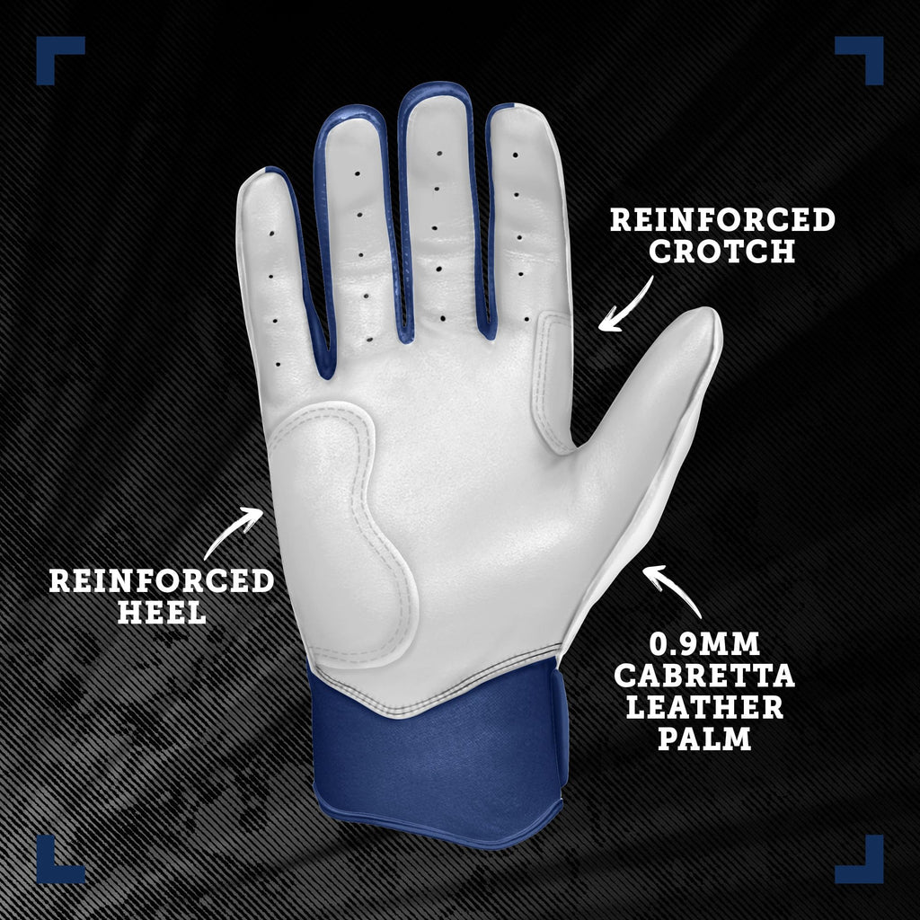 BRUCE BOLT Chrome Series Short Cuff Navy Batting Glove - Navy XLarge
