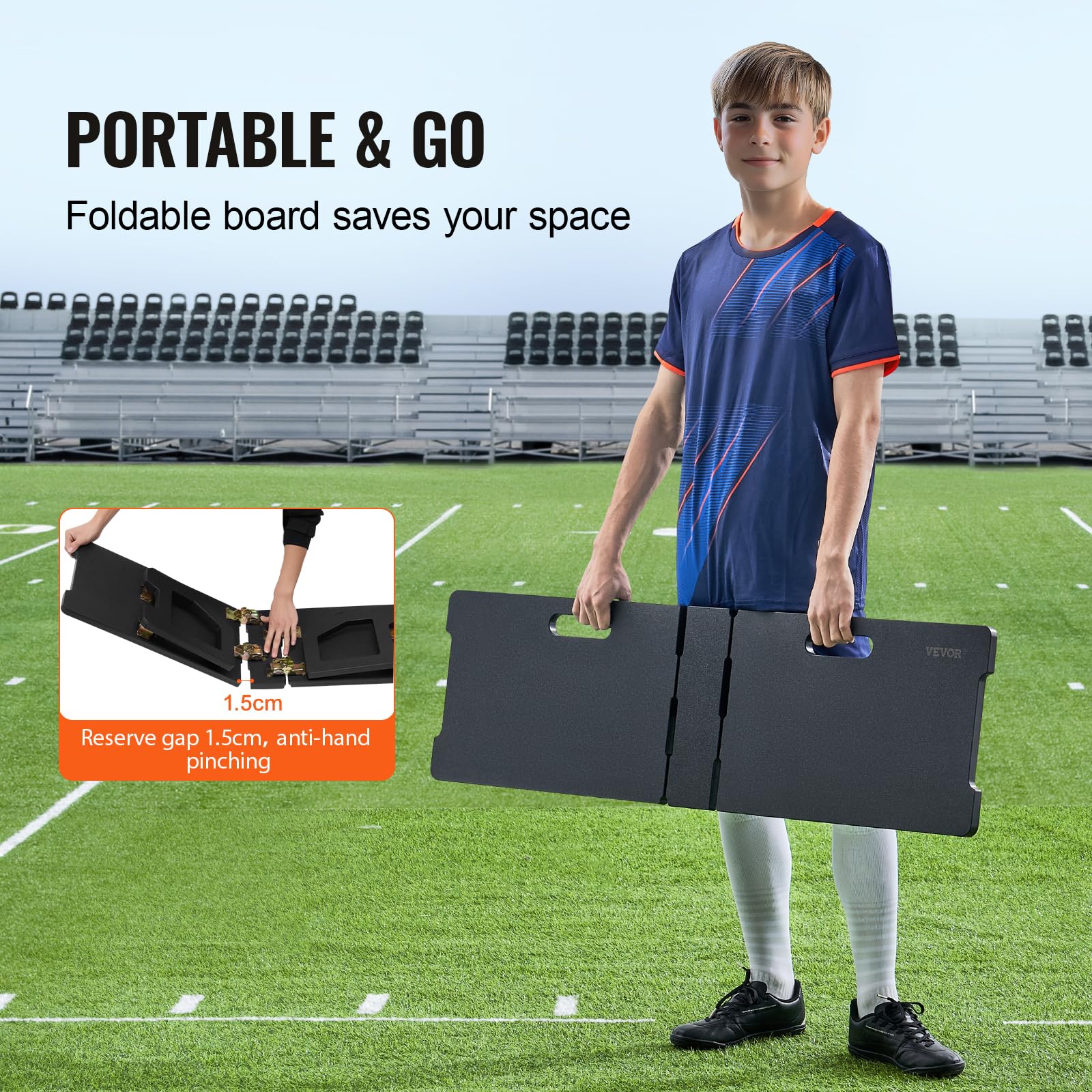 Vevor Soccer Rebounder Board, 45''X13'' Portable Soccer Wall With 2 Angles Rebound, Foldable Hdpe Kickback Rebound Board, Soccer