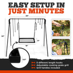 Bruntmor Large Outdoor Campfire Grill Camping Open Fire Cooker Stand Swing Away Hanging Grill Equipment For Fire Pit Stand Campf