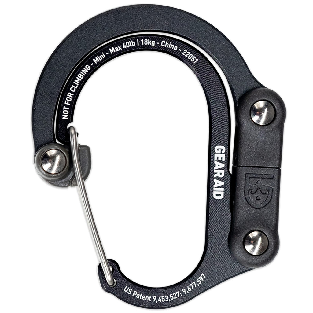 Gear Aid Heroclip Carabiner Gear Clip And Hook (Medium) For Camping, Backpack, And Garage Organization, Stealth Black