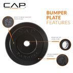 Cap Barbell Better Olympic Bumper Plate, Black, 45 Lb Single