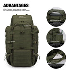 Mardingtop 70L Hiking Internal Frame Backpacks With Rain Cover Army Green