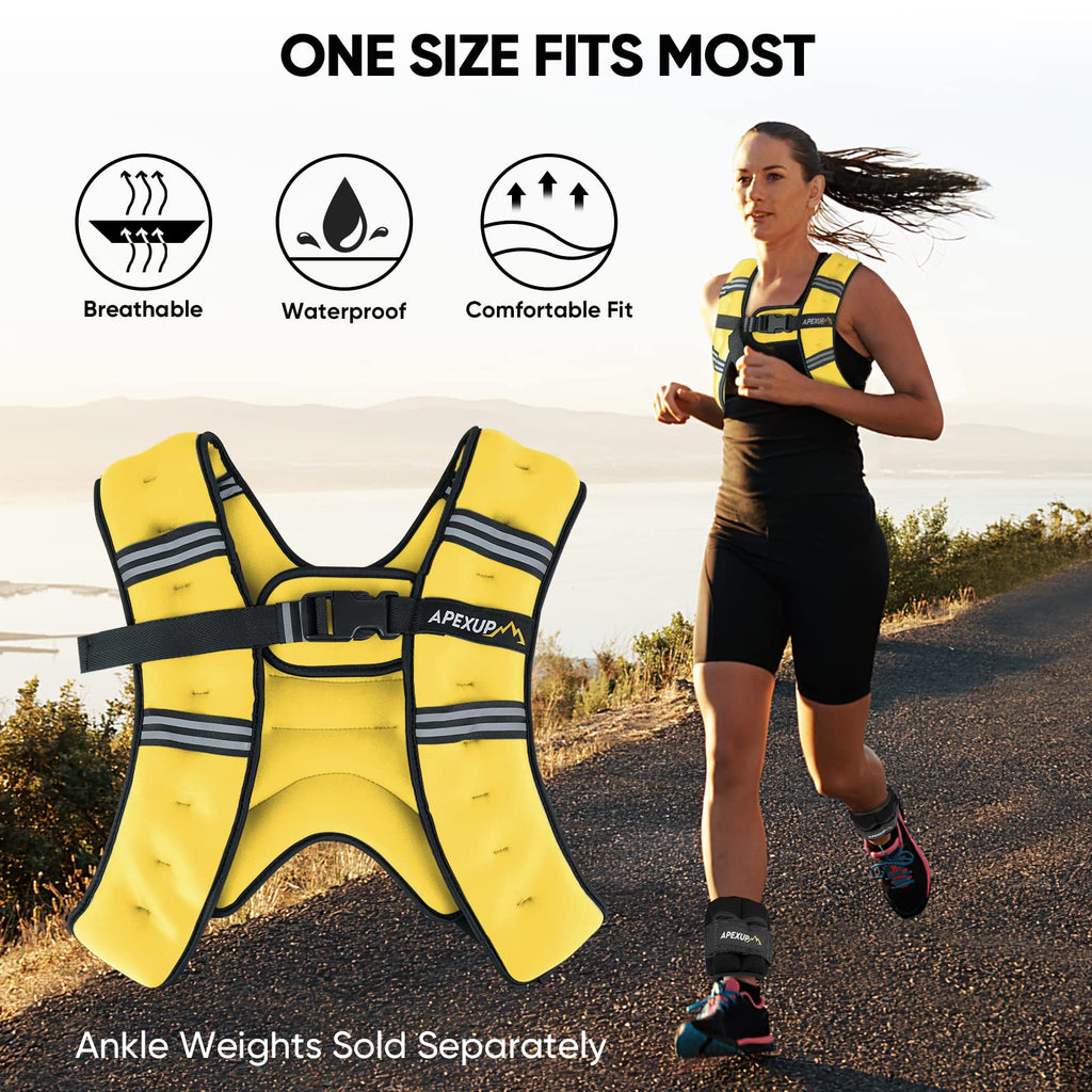APEXUP 5lbs Weighted Vest Men Women, Weight Vest for Women Workout Equipment for Strength Training Running (Yellow)