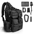 Alovd Molle Assault Shoulder Bag, Military Crossbody Sling Backpack For Men, Outdoor Hiking Camping Rucksack Sling BagBlack