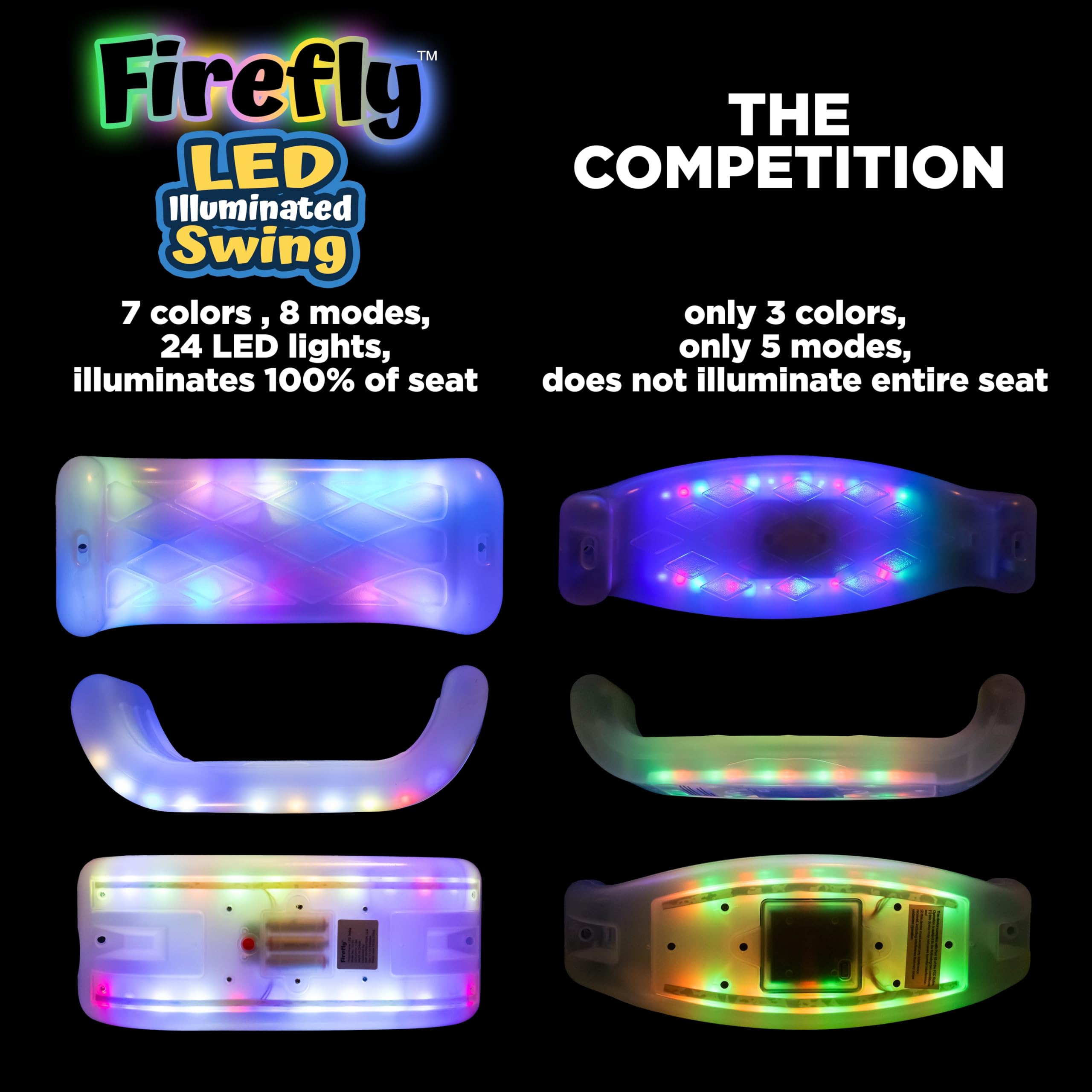 Firefly Led Lighted Adjustable Swing Seat. 15'' W X 6'' Deep X 5'' H, By Xdp Recreation