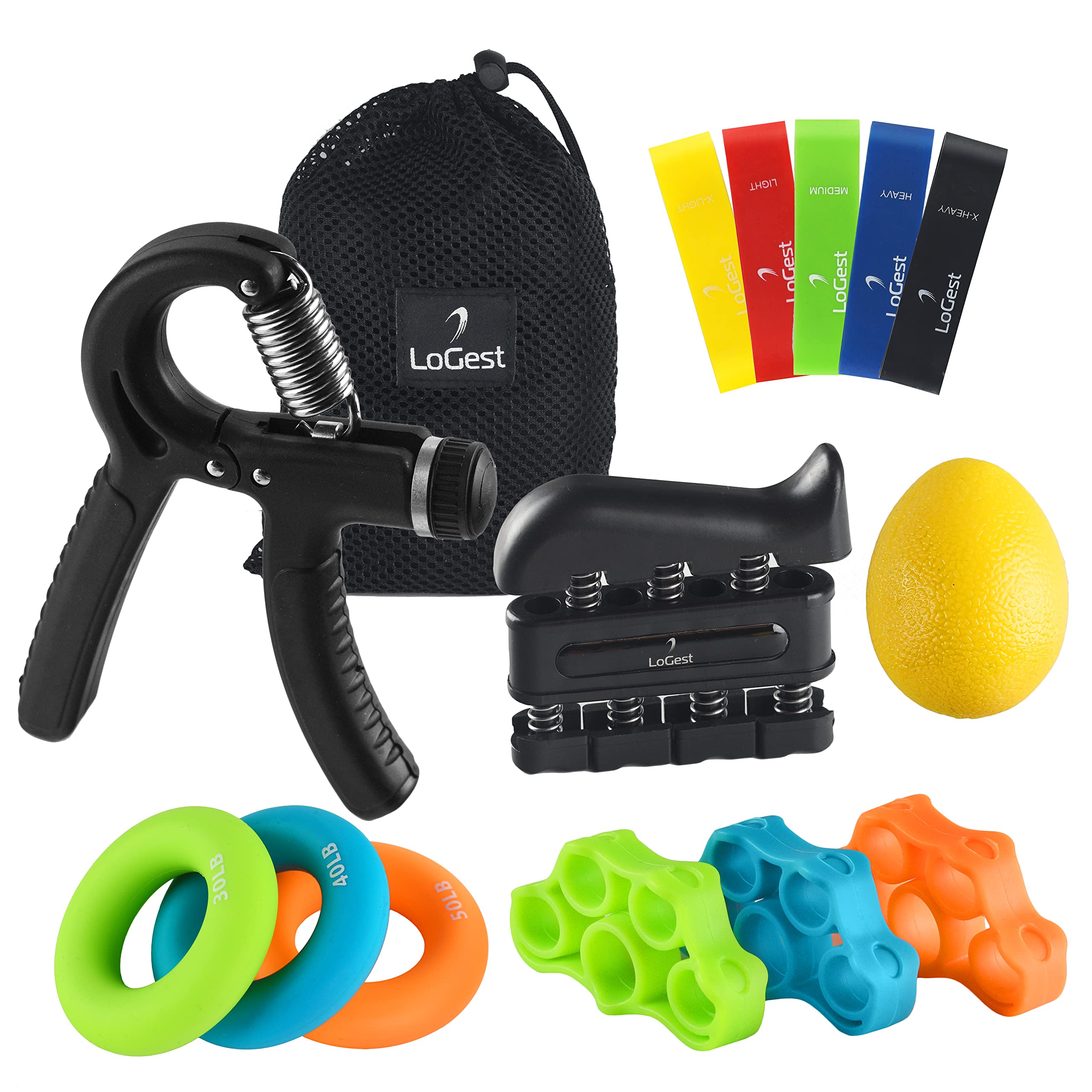 14 Pack Hand Grip Strengthener Set Forearm Adjustable Resistance Hand Gripper, Finger Exerciser, Finger Stretchers, Grip Rings H
