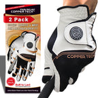 Copper Tech Mens Golf Gloves ~ 2-Pack ~ Copper-Infused ~ Worn On Right Hand For The Left-Handed Golfer One Size Fit Most