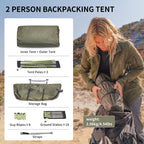 Naturehike Opalus Tunnel Tent With Vestibule, Waterproof 2-3 Person Backpacking Tent, Double Layer Tents For Camping