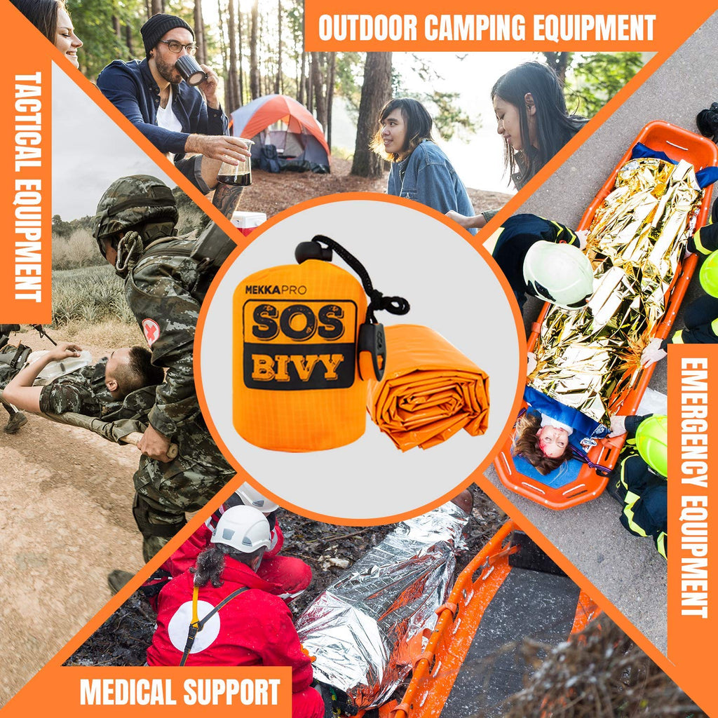 Mekkapro Sos Emergency Thermal Bivy Sleeping Bag With Survival Whistle, Survival Bivvy Sack, Mylar Emergency Blanket