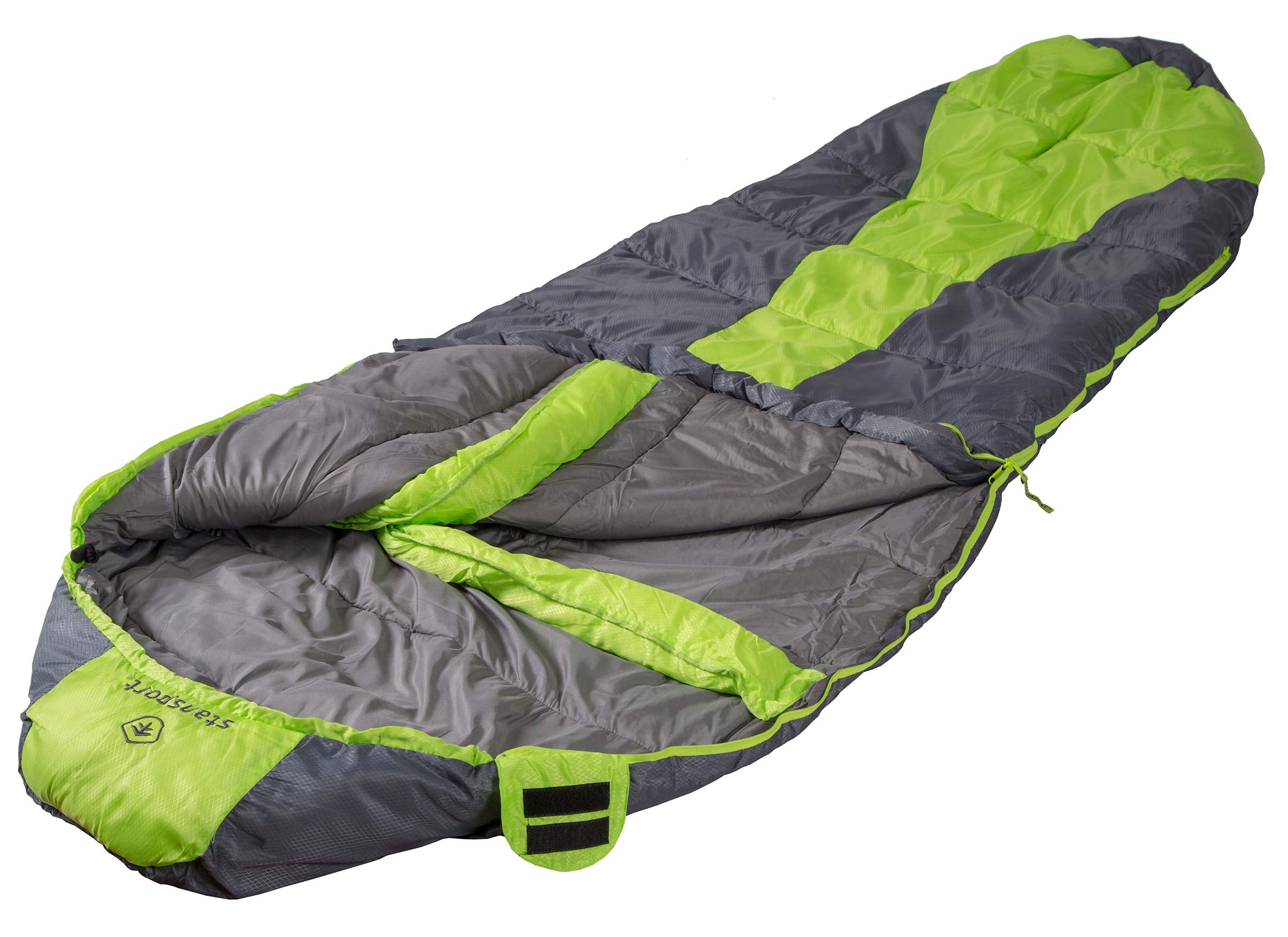 Stansport Stansport Trekker - 86 In X 34 In Mummy Sleeping Bag, Green/Gray