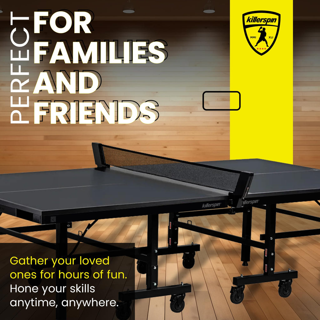 Killerspin Myt 415X Mega, Ping Pong Table, Foldable Table For Table Tennis, Portable Ping Pong Table Set With Built-In Paddle An