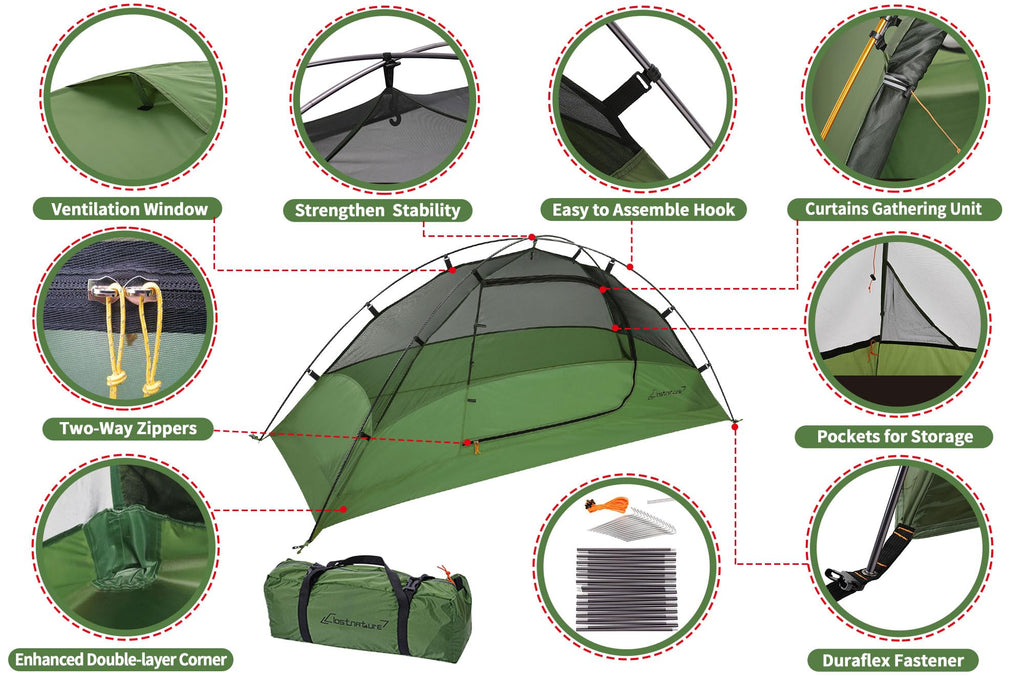 Clostnature Crux Lightweight Tent For Backpacking - 4 Person Ultralight Backpacking Tent, Waterproof Easy Setup Camping Tent, Hi