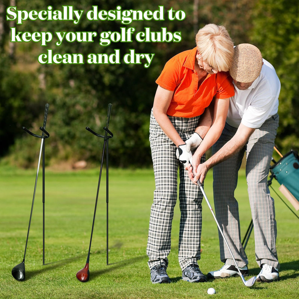 Silipull 2 Pcs U Shaped Golf Club Holder Keeps Your Clubs Clean, Dry And Visible, Soft Rubber Covered Metal Golf Club Holder Pro