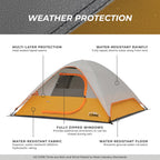 Core Tent 3 Person For Outdoor Family, Hiking, And Backpacking | Portable Dome Camp Tent With Storage Pockets For Camping Access
