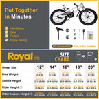 Royalbaby Freestyle Kids Bike 18 Inch Wheels Childrens Bicycle For Boys Girls Ages 5-9 Years, White