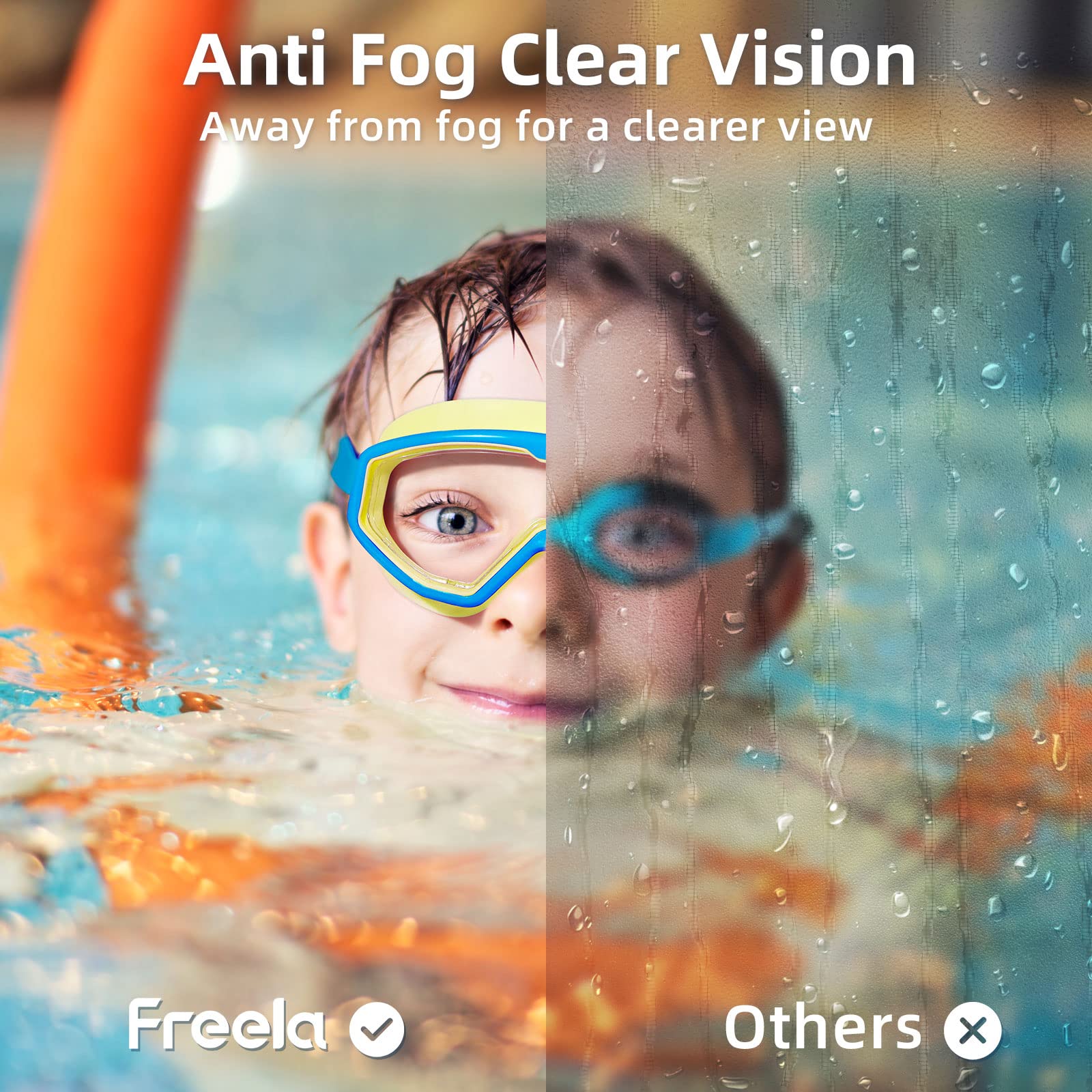 Freela Kids Goggles, Swim Goggles For Kids 3-15, Kids Toddler Goggles For Boys Girls 3-6, 4-7, 8-12, 6-14 Pool Water Beach Kids