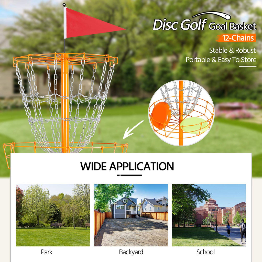 Yaheetech 12 Chain Portable Disc Golf Basket Target- Golf Goals Baskets Flying Disc Golf Practice Sets