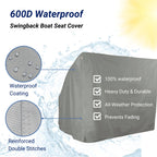 Savvycraft Waterproof Boat Swing Back Seat Cover, Leaning Post, Swingback Cooler Boat Seat Cover 20'' Dx 36'' W X 36'' H Gray