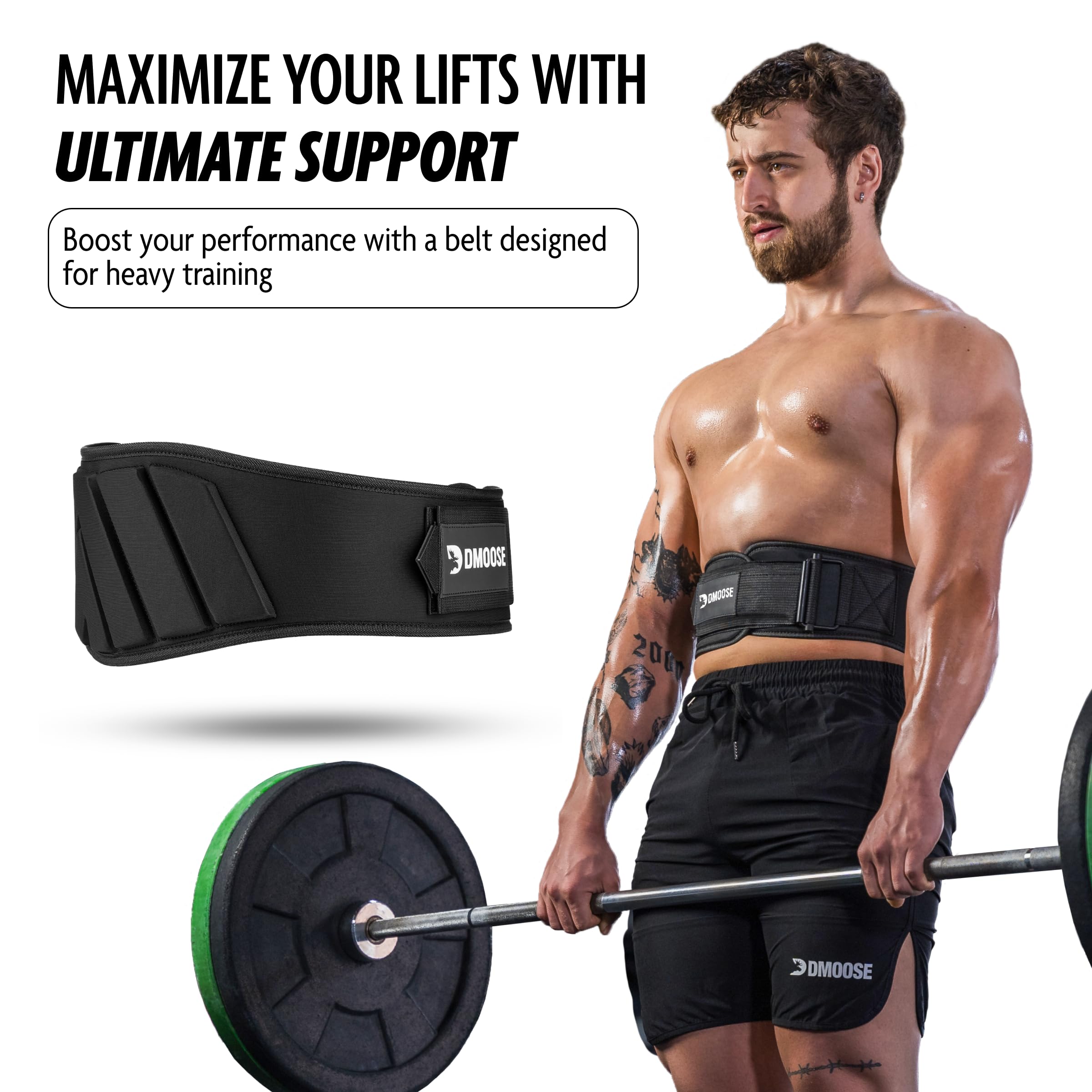 Dmoose Gym Belt For Men Weight Lifting. Weight Belt Gym Squat Weightlifting Powerlifting Workout Heavy Duty Training Strength Tr