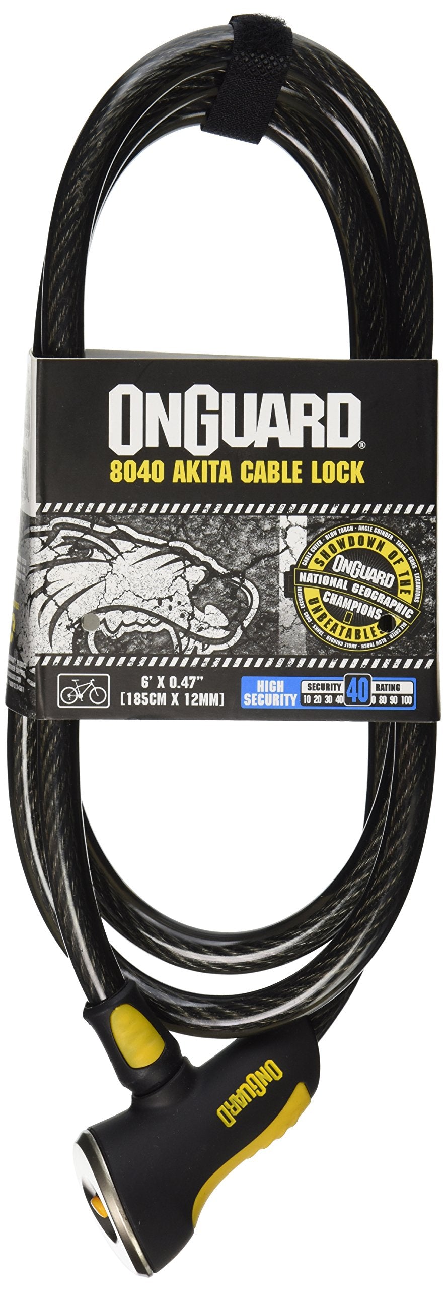 Onguard 8040 Akita 12Mm X 6' Cable Lock, Black