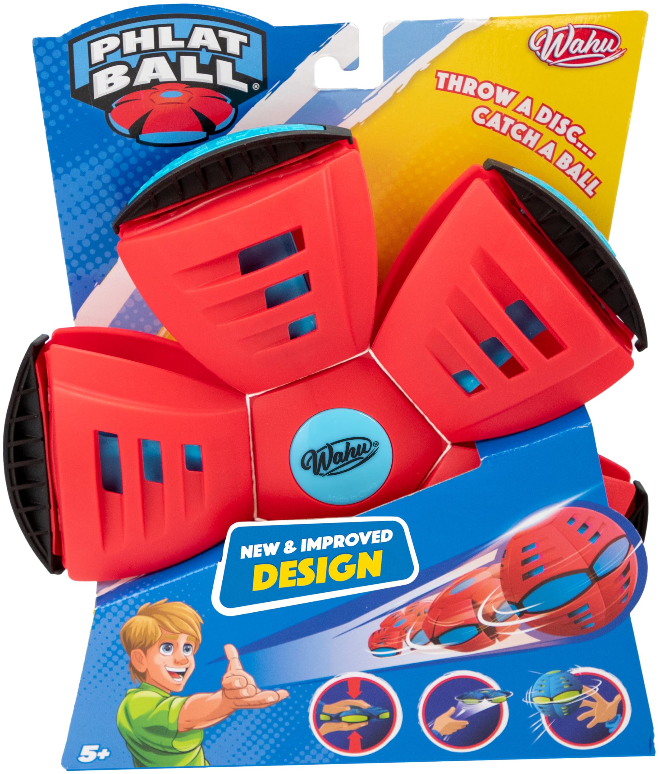 WAHU Phlat Ball Classic Flying Disc Toy for Kids Ages 5+, Collapsible Time Delay Frisbee, Red
