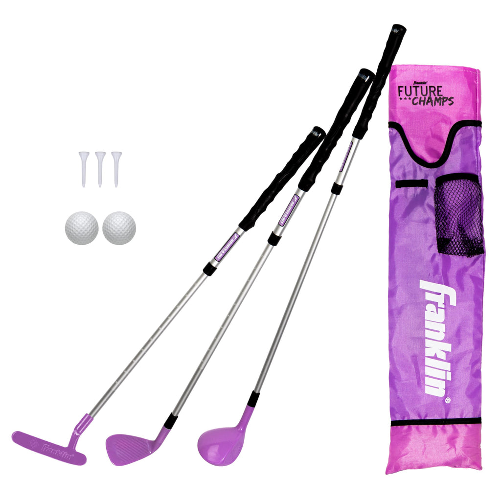 Franklin Sports Golf Set - Youth Adjustable Plastic Golf Club Set - Kids Golf Set With Bag & Balls - Adjustable Length Clubs For