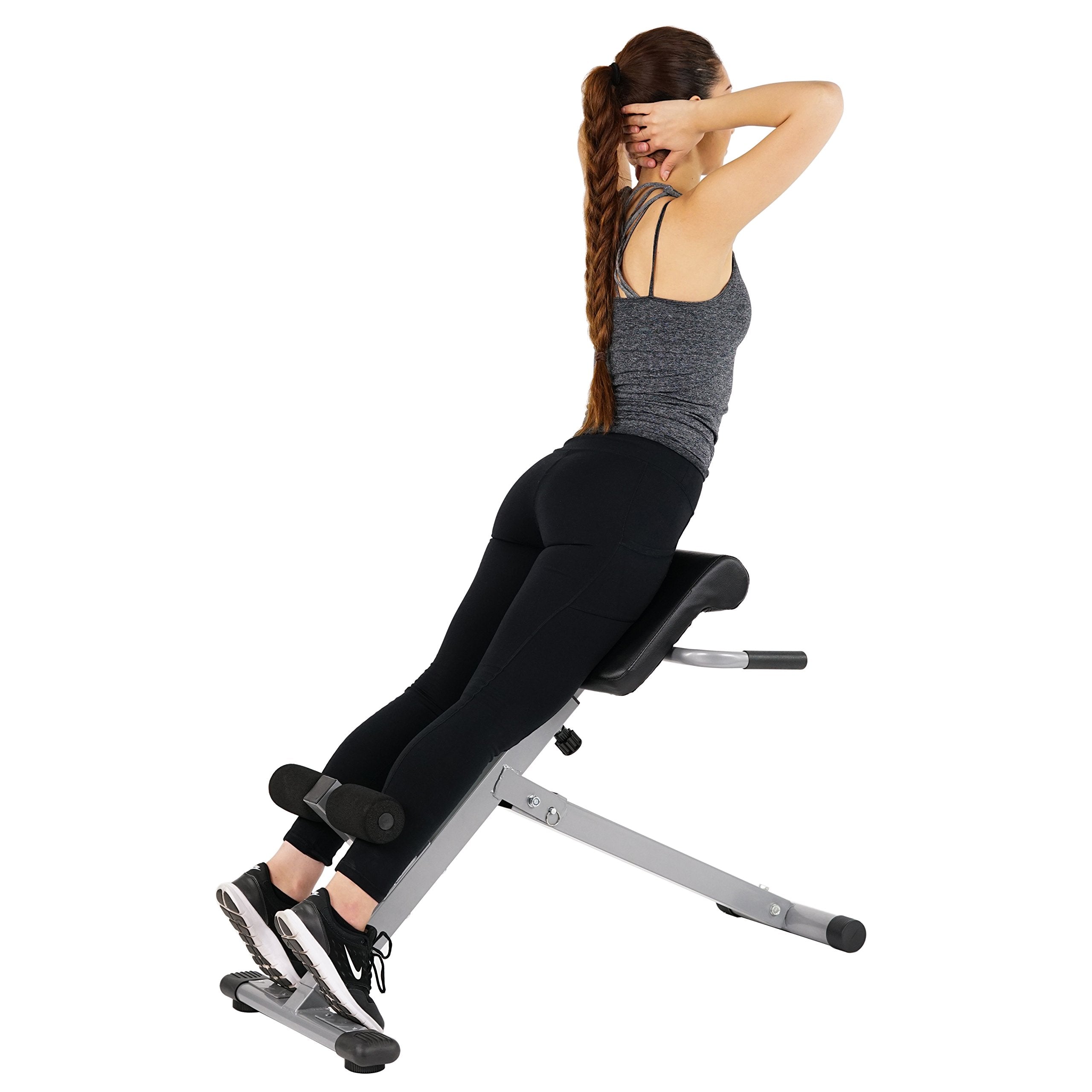 Sunny Health & Fitness 45-Degree Hyperextension Roman Chair With Adjustable Height And Back, Glute, Hamstring, And Ab Workouts F