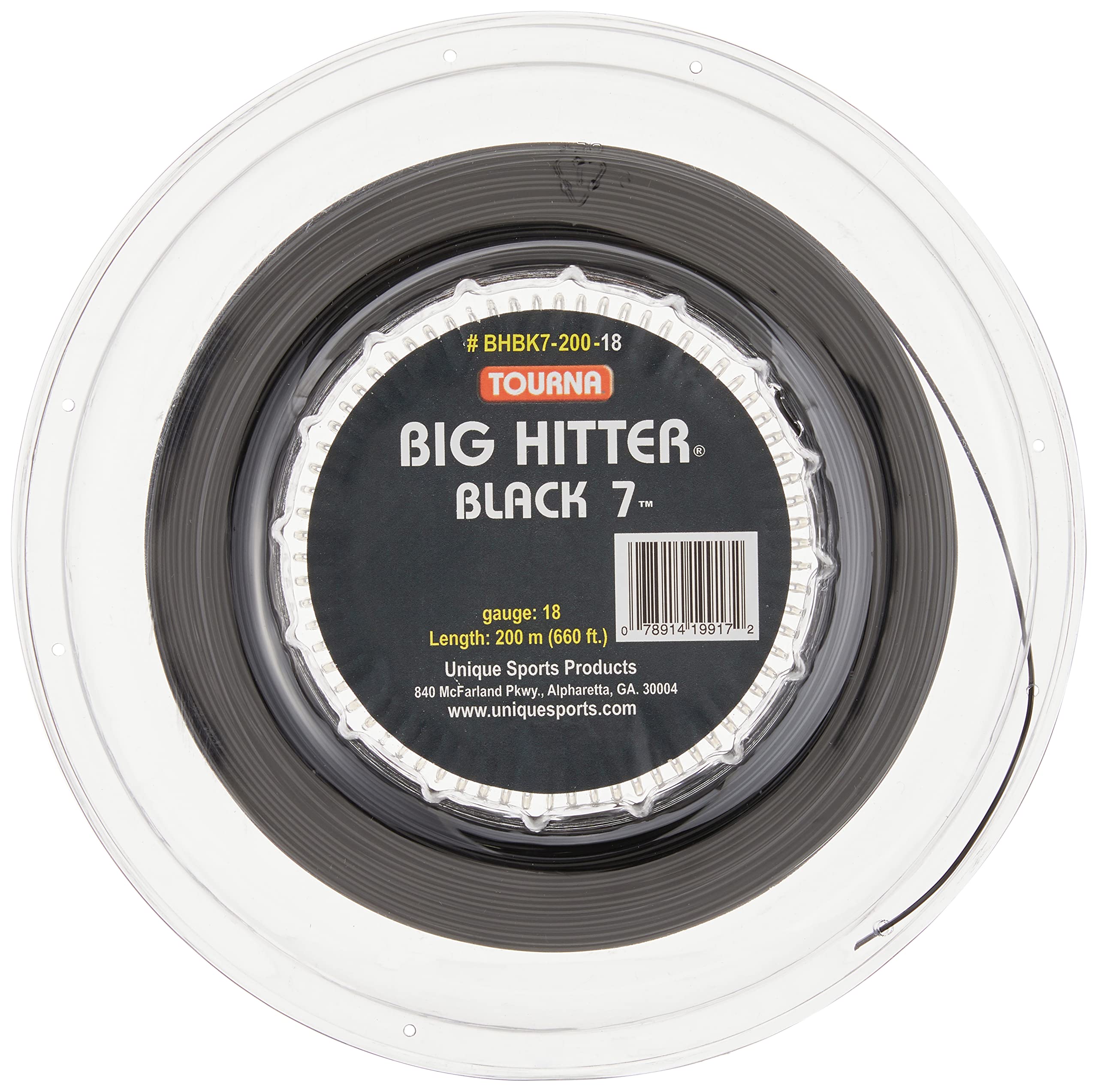 Tourna Big Hitter Black7 Ultimate Spin Polyester, Black (BHBK7-200-18)