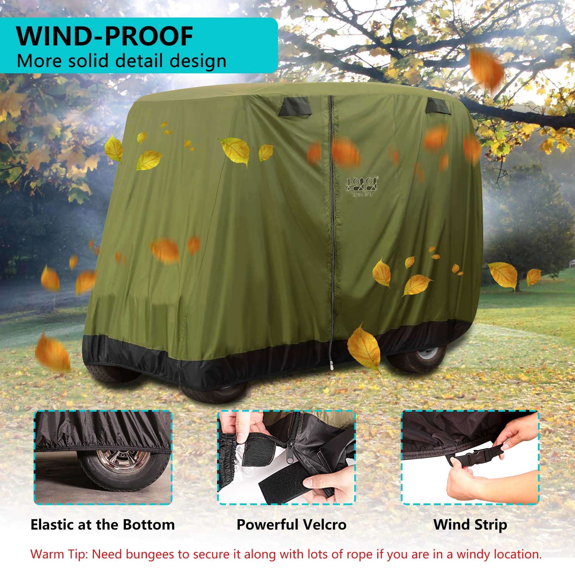 10L0L 4 Passenger Golf Cart Cover Fits Ezgo, Club Car, Yamaha, 400D Waterproof Windproof Sunproof Outdoor All-Weather Polyester
