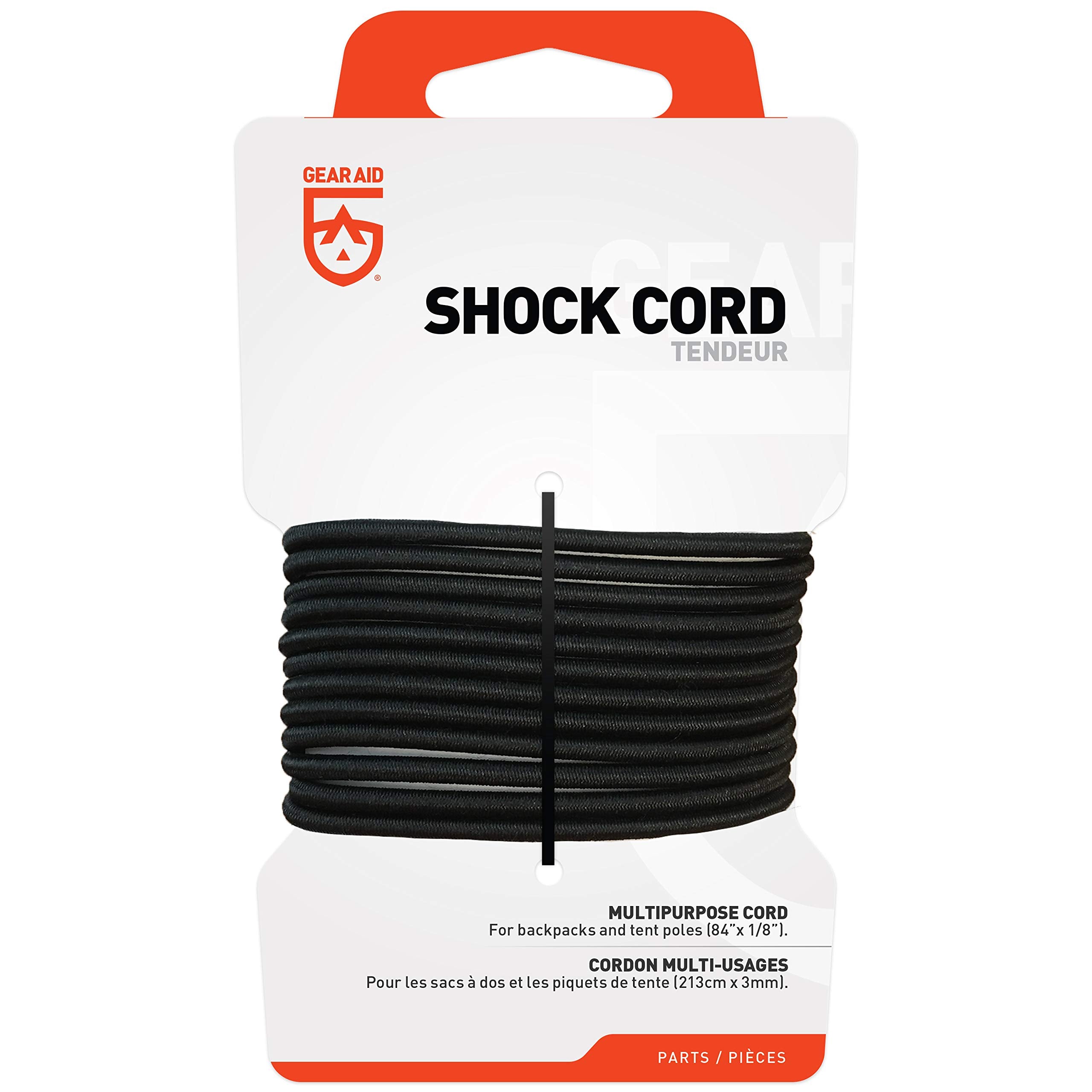 Gear Aid Elastic Shock Cord For Tent Poles And Jackets, Black, 84 X 1/8