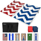 Gosports 3 X 2 Ft Chevron Design Cornhole Game Set - Includes Two 3 X 2 Ft Boards, 8 Bean Bags, And Carry Case