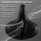 Oversized Comfort Seat Cushion Compatible With Peloton, Spin Bike, Road Or Exercise Bikes, Bicycle Wide Saddle Replacement For M