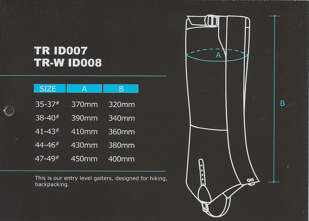 Black Crystal Hiking Ski Snow Gaiters Waterproof Breathable Nylon Women'S Black Size Medium