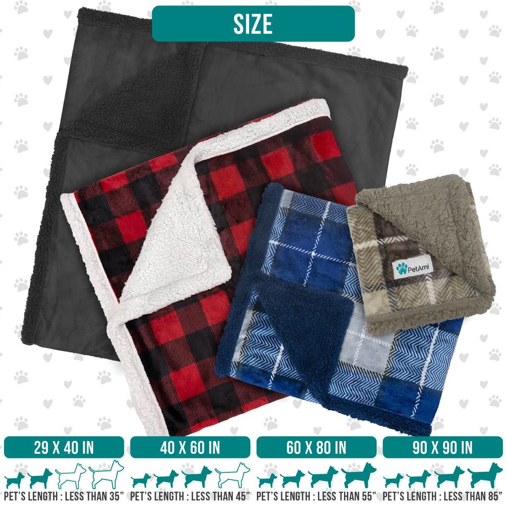 Petami Dog Blanket, Plaid Sherpa Dog Blanket  Plush, Reversible, Warm Pet Blanket For Dog Bed, Couch, Sofa, Car (Taupe, 60X40 In