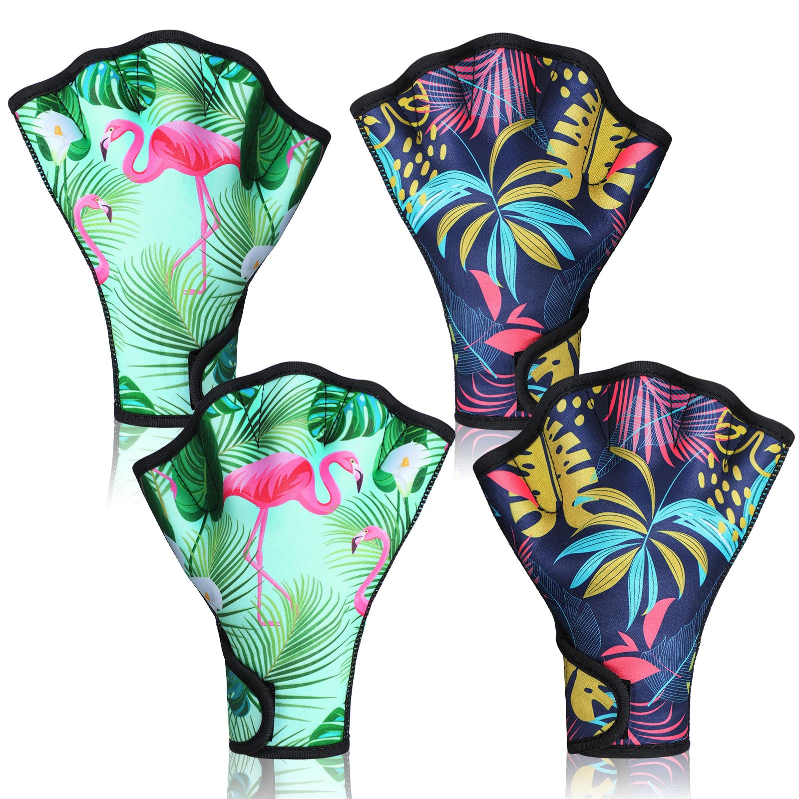 Honoson 2 Pairs Swimming Gloves Women Water Aerobics Gloves Aquatic Fitness Water Resistance Webbed for Men Women Unisex Poll Tr